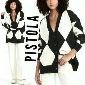 PISTOLA Denim Evelyn Oversized Diamond Cardigan